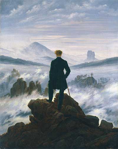 Luftperspektive: Mann über dem Nebelmeer von Caspar David Friedrich