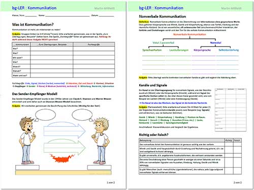 Arbeitsblatt Sender-Empfänger-Modell
