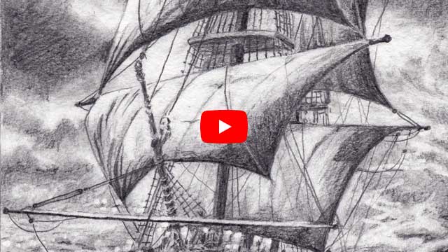 Segelschiff (Bleistiftzeichnung)