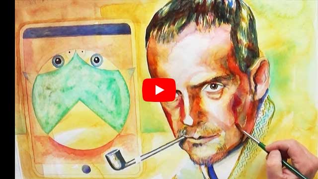 Paul Klee Doppel (Aquarell, Portrait)