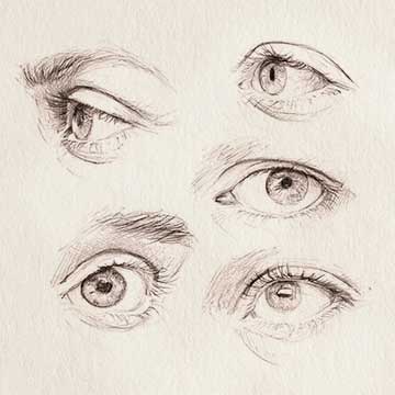 Augen zeichnen, Skizzen eines Auges