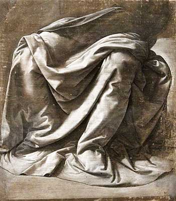 Faltenwurf: Klassisches Thema, um Schattieren zu üben, hier von Leonardo da Vinci