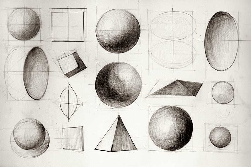 Grundformen zeichnen: Kreis, Quadrat, Dreieck, Ellipse
