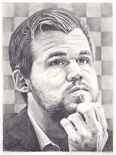 Portraitzeichnung Magnus Carlson, 2020