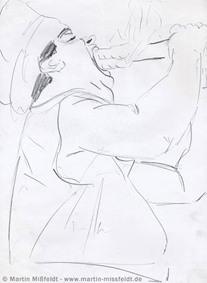 Feuerschlucker, Portrait-Skizze 1988